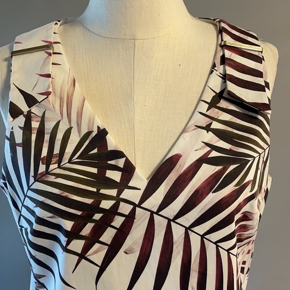 ANTONIO MELANI women’s scuba lined sheath stretch palm leaf dress. V neckline 10 - Picture 2 of 15